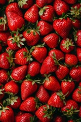 Garden strawberry texture background, strawberry fruits pattern, many strawberries mockup, ripe berries
