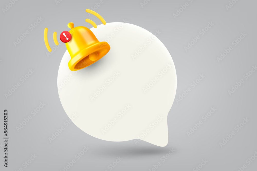 Aufkleber speech cloud with notification bell. 3d vector illustration