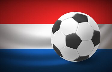 Fototapeta premium Flag of Netherlands with soccer ball. National football team concept. 3d vector illustration