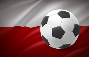 Flag of Poland with soccer ball. National football team concept. 3d vector illustration