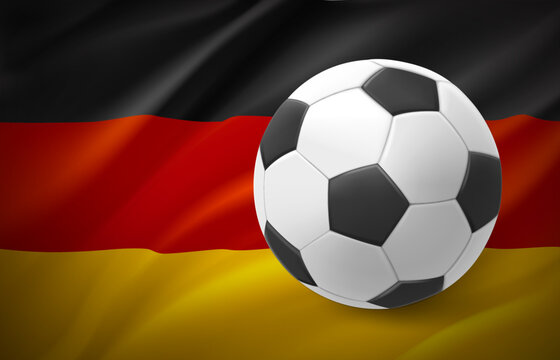 Flag of germany with soccer ball. National football team concept. 3d vector illustration