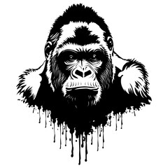 A vector illustration of a mountain gorilla, perfect for t-shirt stencil printing, logos, and digital designs. Add striking detail and powerful style to your creative projects