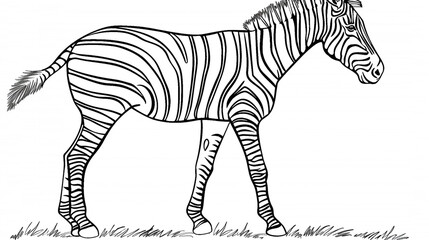 Fototapeta premium Cartoon zebra, outlined for coloring.