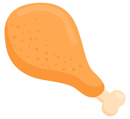 Fried chicken leg flat vector illustration isolated on white background.