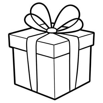 recommend clip art: gift outline coloring book page line art illustration digital drawing