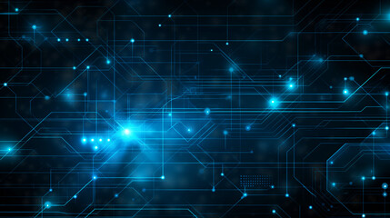 Obraz premium Abstract Futuristic Technology Background with Blue Glowing Circuit Lines 