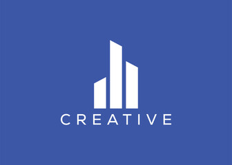 Fototapeta premium Creative and minimal home real estate logo template. Blue House logo