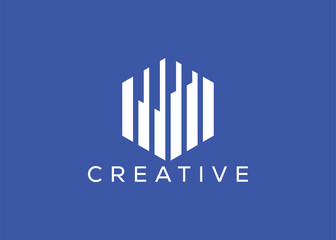 Creative and minimal home real estate logo template. Blue House logo