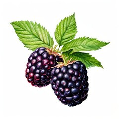 A blackberry watercolor illustration on white background.