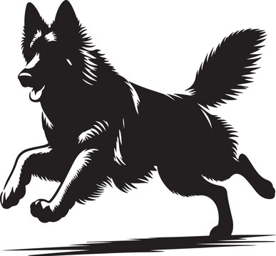 recommend clip art: A running dog silhouette vector design with white background
                    
