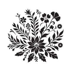 Dark floral vector black and white