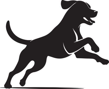 recommend clip art: A running dog silhouette vector design with white background
                    