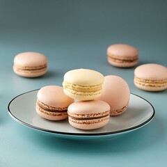 Obraz premium Colorful french macarons in plate