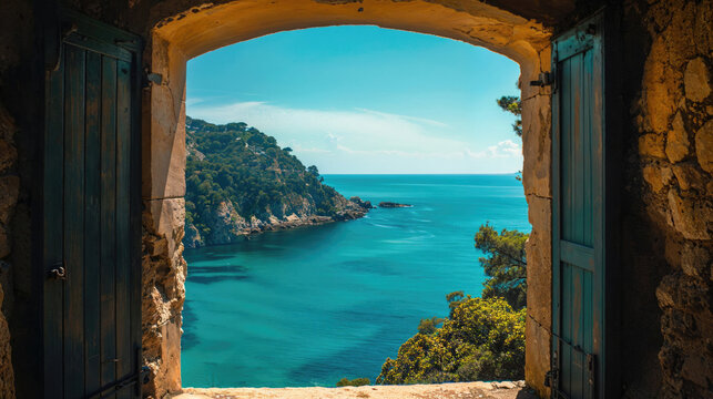 Beautiful Terrace View of the European Coastline. Italian Travel Concept.