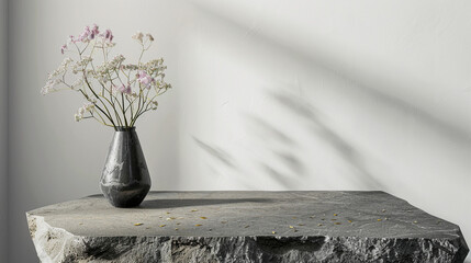 Simple and elegant flower arrangement in a black vase.