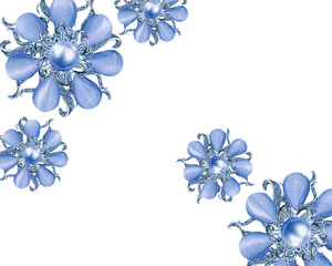 Blue flowers isolated on white background 