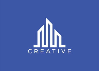 Creative and minimal home real estate logo template. Blue House logo