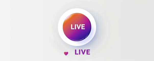 Colorful live streaming button icon with gradient backdrop on white background