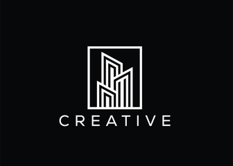 Creative and minimal home real estate logo template. Blue House logo