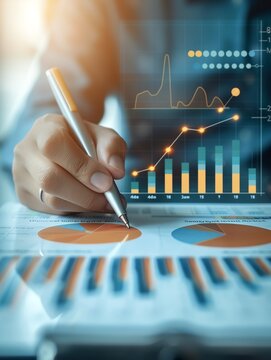 Business analyst creating a report on platform performance, performance report, data insights