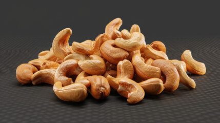 Fototapeta premium Roasted cashew nuts on a transparent background