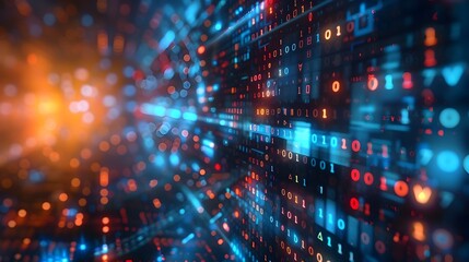 Obraz premium Vibrant Digital Code Wallpaper with Futuristic Cyber Abstract Background