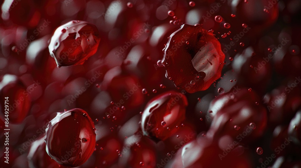 Poster A close-up view of multiple water droplets, ideal for use in scientific or educational contexts where a detailed look at the tiny droplets is needed
