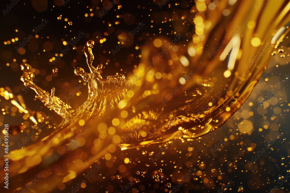 Poster a high-contrast image of a liquid splashing onto a black surface
