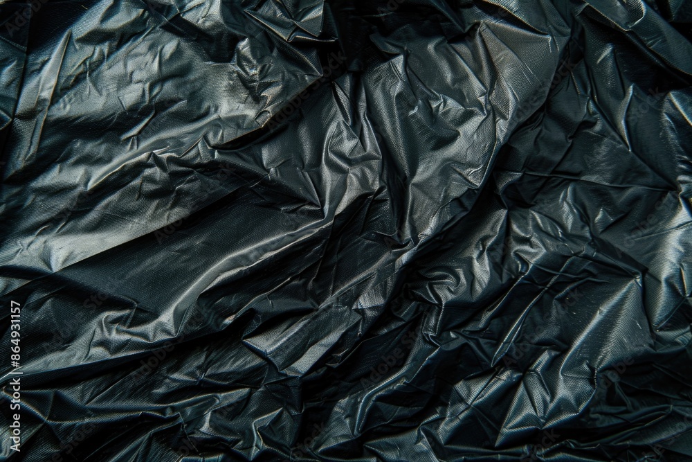 Poster A close-up view of a black plastic bag, suitable for use in scenes where a mysterious or abandoned item is needed