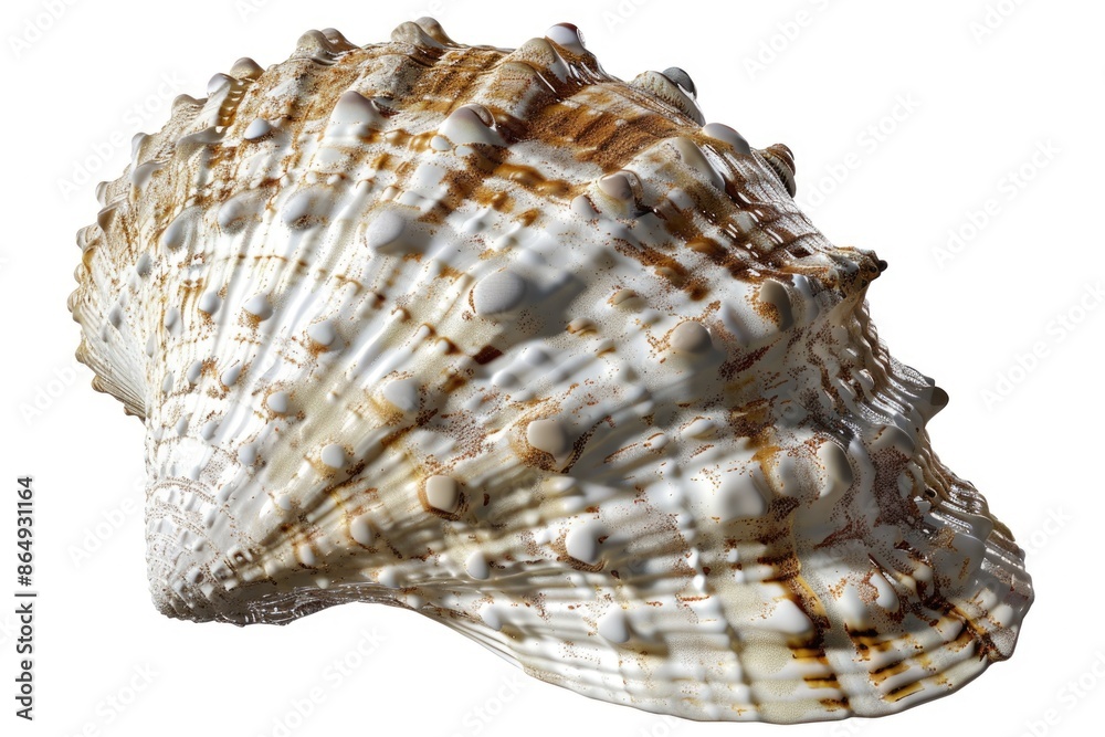 Poster a single shell on a white background, perfect for use in still life photography or as a decorative e
