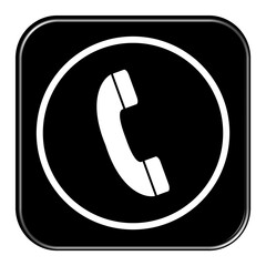 Weißes Icon auf schwarzem Button: Telefon Hotline