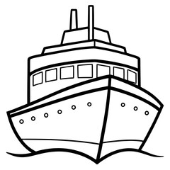 Fototapeta premium ship outline coloring book page line art illustration digital drawing
