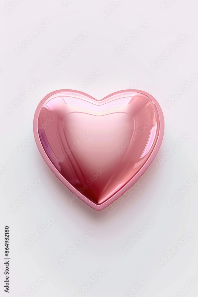 Sticker A pink heart-shaped object placed on a clean white surface, ideal for Valentine's Day or romantic themed projects