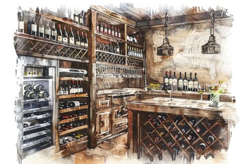 Obraz premium A wine cellar filled with various types of wine, ideal for use in interior design or wine-related contexts
