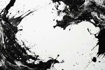 Naklejka premium A close-up view of a black and white painting with brushstrokes and textures