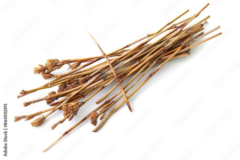 Poster A collection of sticks arranged on a clean white surface, useful for demonstrating stacking or sorting concepts