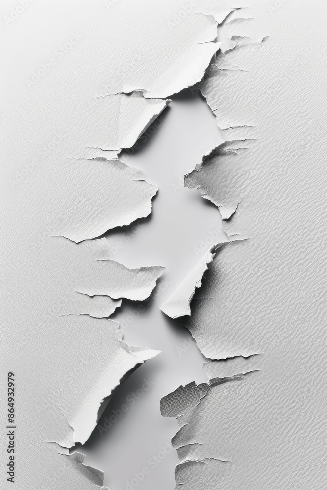 Poster A piece of paper with a torn edge, featuring a rough and uneven border