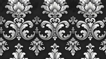 Fototapeta premium damask pattern, blacl and with