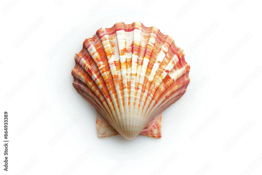 Poster A close up shot of a shell on a white surface, suitable for use in decorative or scientific contexts
