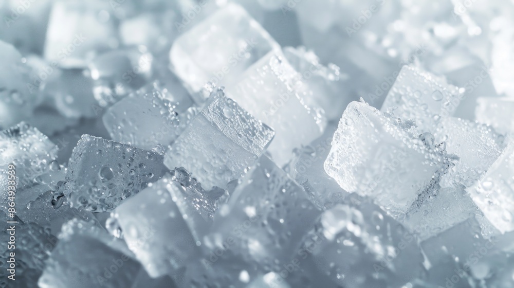 Poster A block of ice cubes stacked on top of each other, frozen and transparent