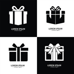 Set of Abstract Gift box silhouette logo icons, with a white background for your company, the gift box logo