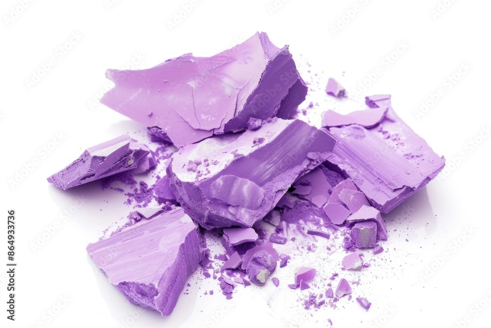 Poster a pile of purple colored shavings on a white surface, suitable for use in crafting or diy projects
