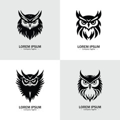 Set of Abstract Owl silhouette logo icons, with a white background for your company, the owl logo design ideas