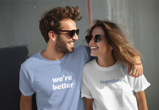 Couple Tshirt Mockup With Generative AI