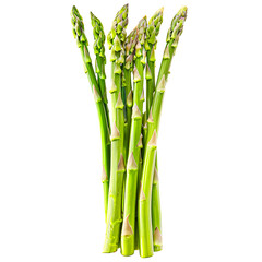 Obraz premium Fresh green asparagus spears . Vibrant and healthy vegetable isolated on transparency background, PNG cut out, perfect for culinary and gardening concepts.