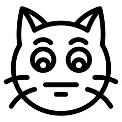 Vector Icon Neutral, Cat, Animal, Expression, Cat Emoji