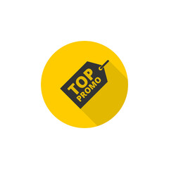 Top promo icon isolated on transparent background