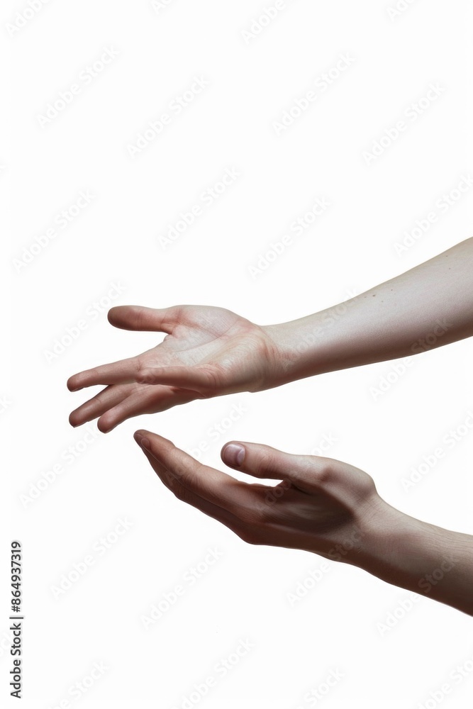 Poster Two hands extending towards each other from different directions, symbolizing connection and unity