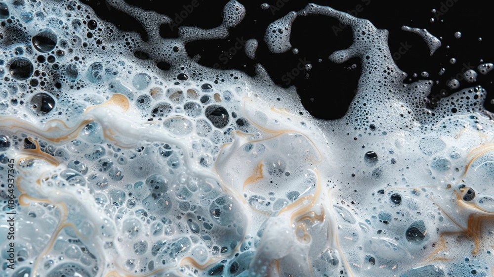 Aufkleber a close-up shot of a foamy surface with bubbles, suitable for use in illustrations about cleaning pr