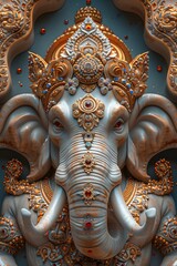 Majestic ganesha wearing golden crown embellished with precious stones